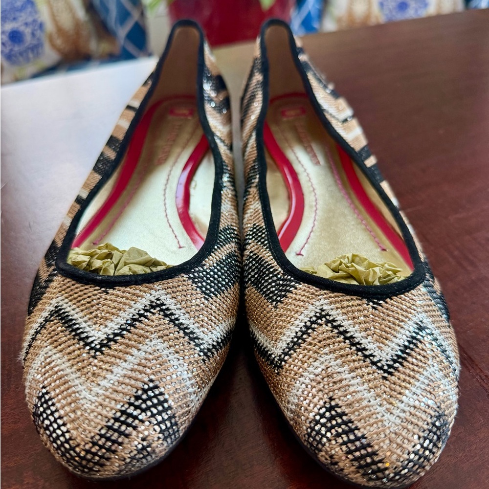 Elaine Turner Herringbone Flats, sz 10, NWOT
